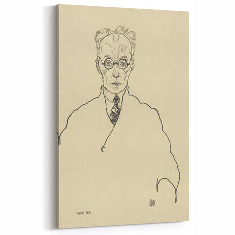 Striking Art Deco Wall Art - Minimalist Portrait of Franz Blei in Ink
