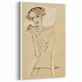 Vintage Art Deco Wall Art - Elegant Portrait with Soft Red Accents