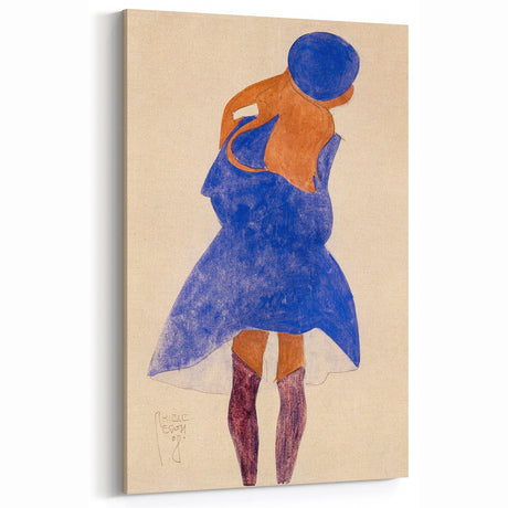 Colorful Art Deco Wall Art - Seated Woman in Blue Jacket Illustration