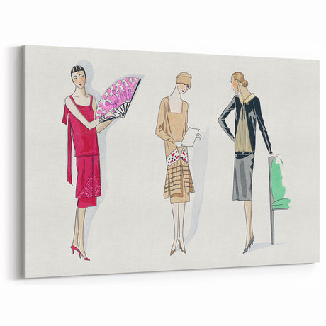 Elegant Art Deco Wall Art - Trio of Fashionable Women in 1920s Attire