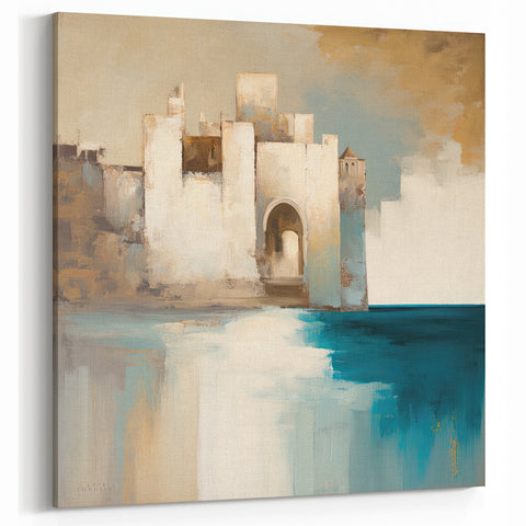 Abstract Architecture Coastal Wall Art - Contemporary Teal Print