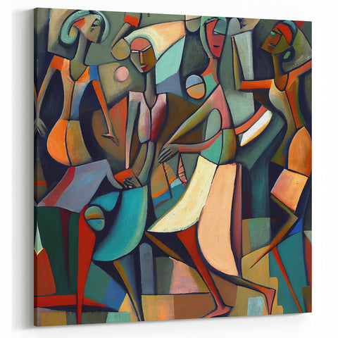 Artistic Figurative Designs - Vibrant Abstract Human Figures Canvas