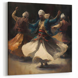 Abstract Human Figures Art - Whirling Dervishes in Warm Earthy Tones