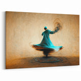 Abstract Dervish Canvas Art - Graceful Motion in Teal and Earth Tones