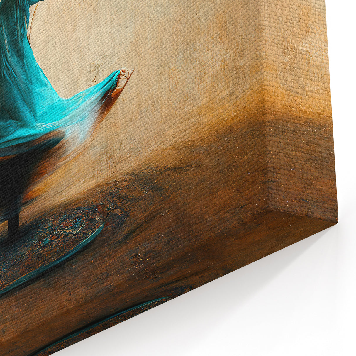 Abstract Dervish Canvas Art - Graceful Motion in Teal and Earth Tones