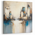 Urban Skyline Abstract Architecture Art - Blue and Beige Cityscape Print