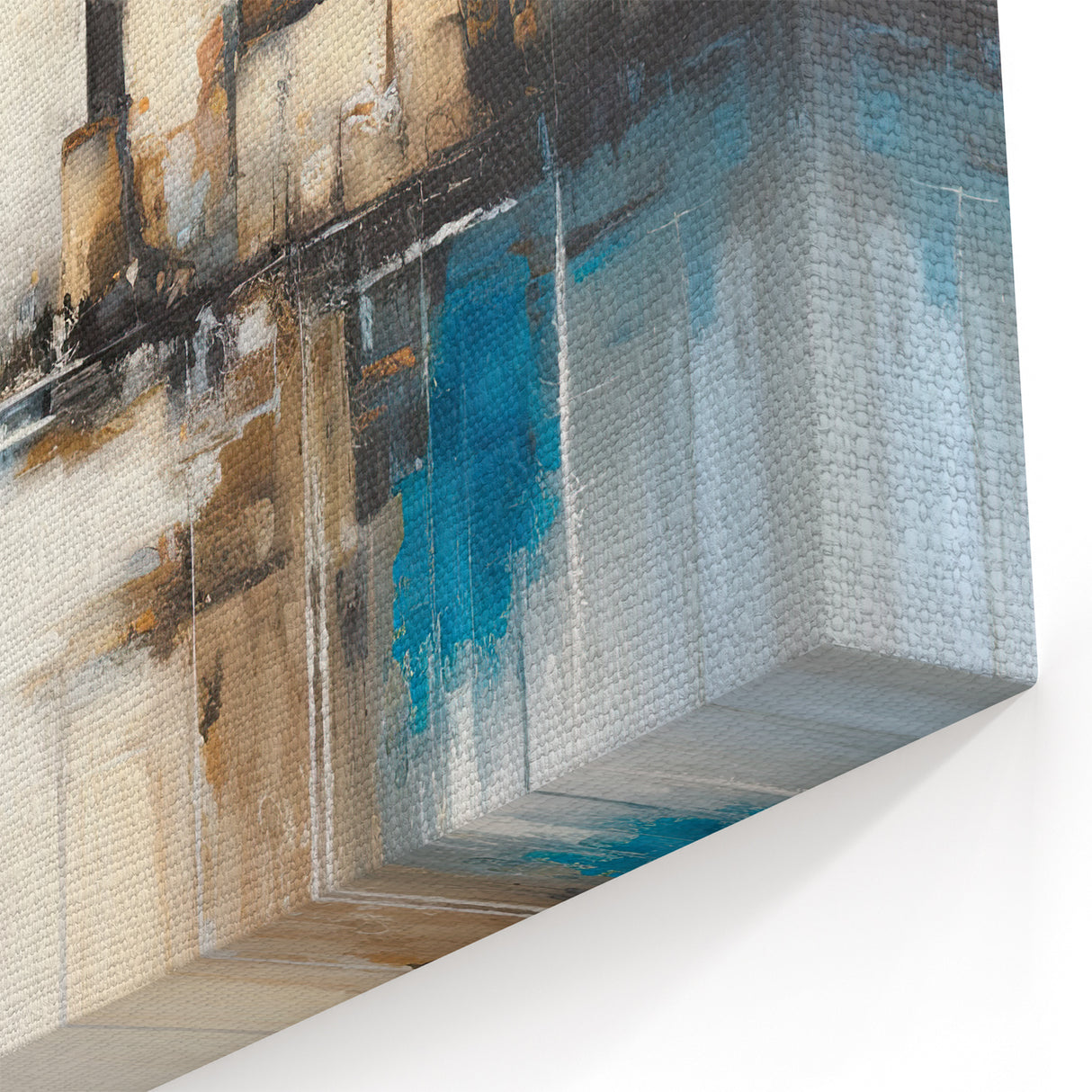 Urban Skyline Abstract Architecture Art - Blue and Beige Cityscape Print