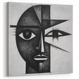Modern Monochrome Face Art - Black and White Abstract Figurative Design