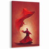 Fiery Red Dance Abstract Art - Whirling Motion with Elegant Figures