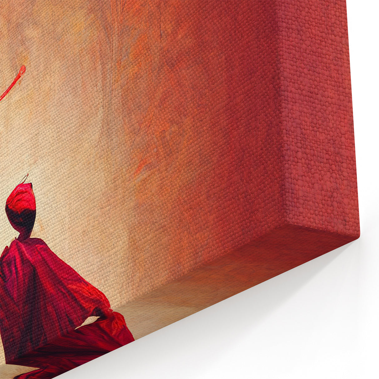 Fiery Red Dance Abstract Art - Whirling Motion with Elegant Figures