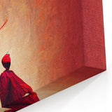 Fiery Red Dance Abstract Art - Whirling Motion with Elegant Figures