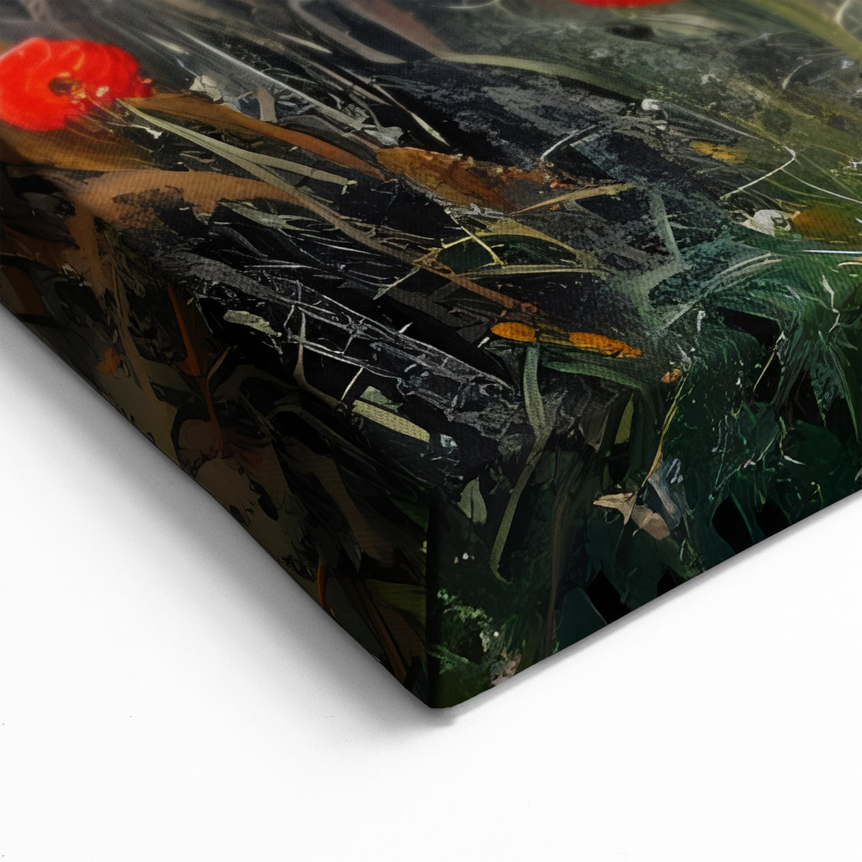 Serene Field Scene Art - Woman with Umbrella in Poppy Field Landscape