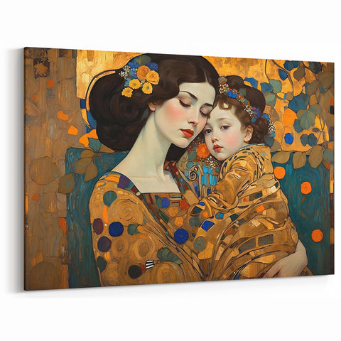 Mother and Child Art - Elegant Figurative Portrait in Warm Earthy Tones
