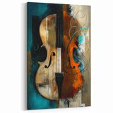 Abstract Violin Art - Vibrant Musical Instrument in Earthy Tones