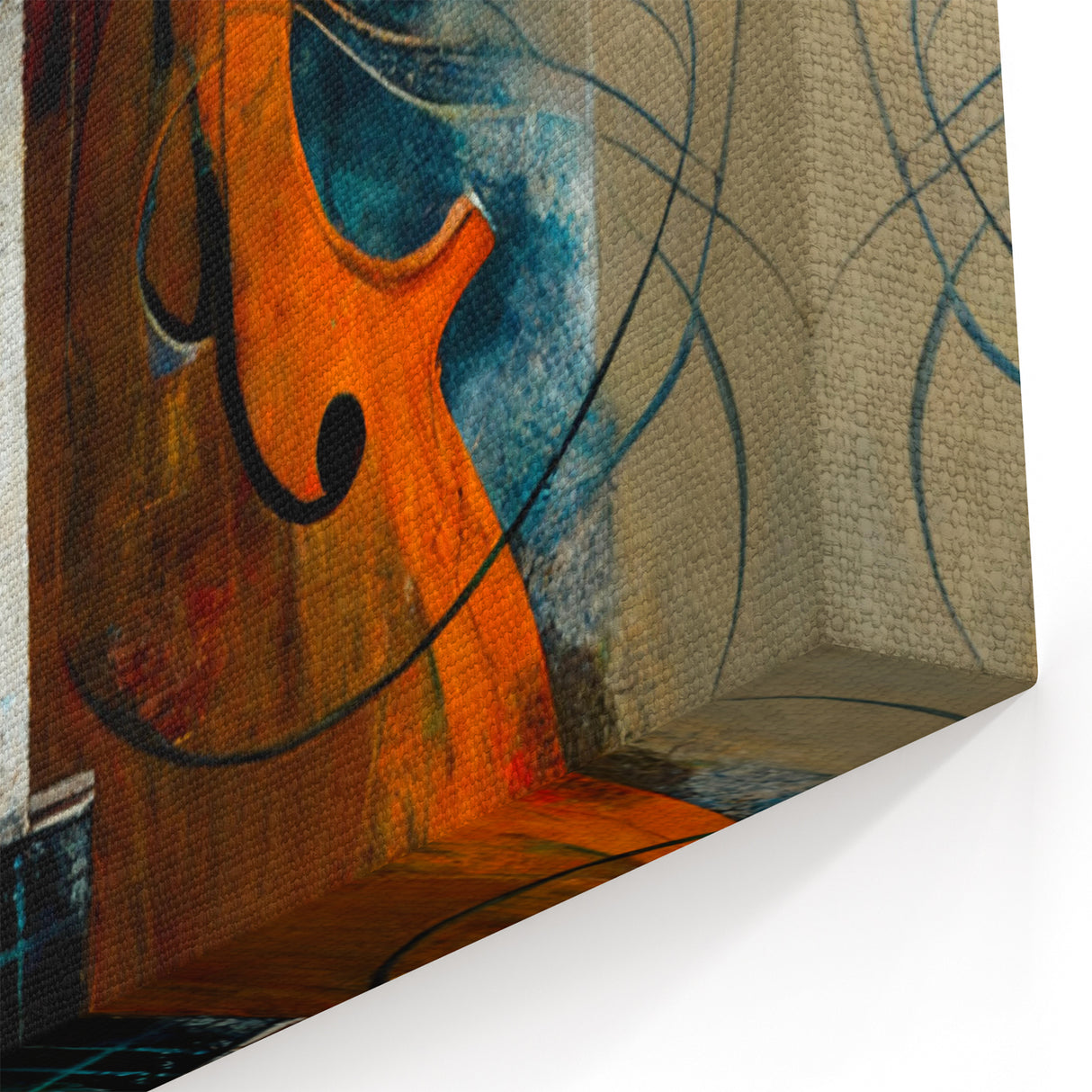 Abstract Violin Art - Vibrant Musical Instrument in Earthy Tones