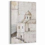 Minimalist Abstract Architecture Art - Monochrome Coastal Structure Print