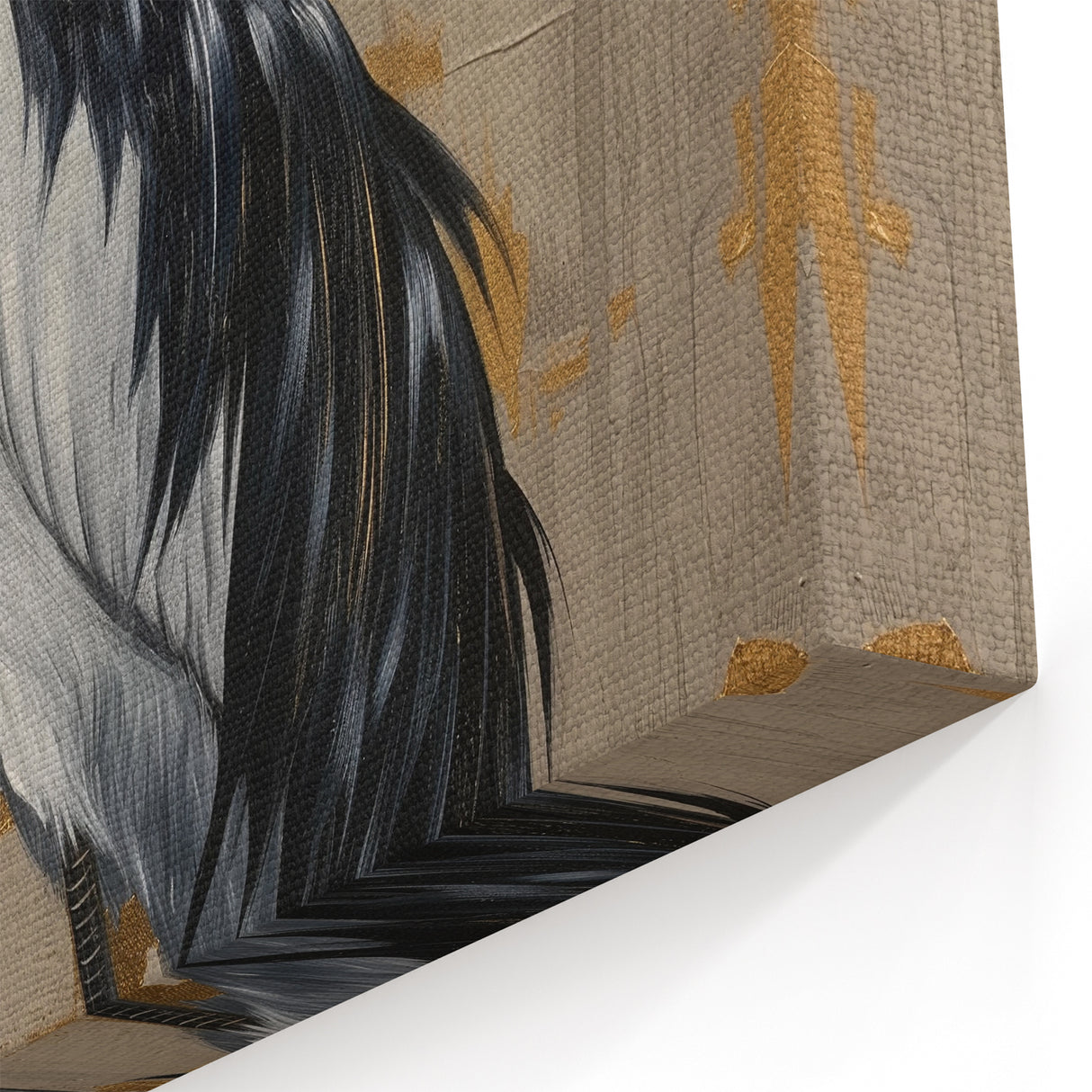 Elegant Crane Art - Abstract Bird with Golden Accents and Halo