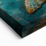 Majestic Sea Turtle Art - Textured Abstract in Teal and Bronze Tones