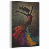 Vibrant Dancing Silhouette Art - Multicolor Abstract in Starry Background