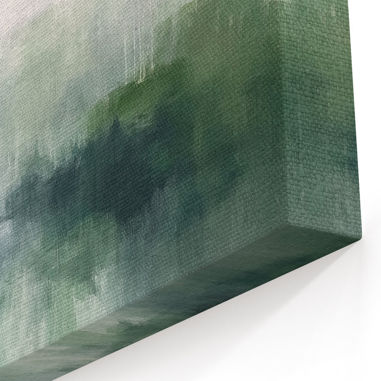 Modern Abstract Landscape in Green Hues - Nature Inspired Wall Art Canvas