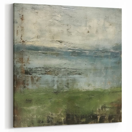 Abstract Landscape with Rustic Greens and Blues - Modern Nature Wall Art