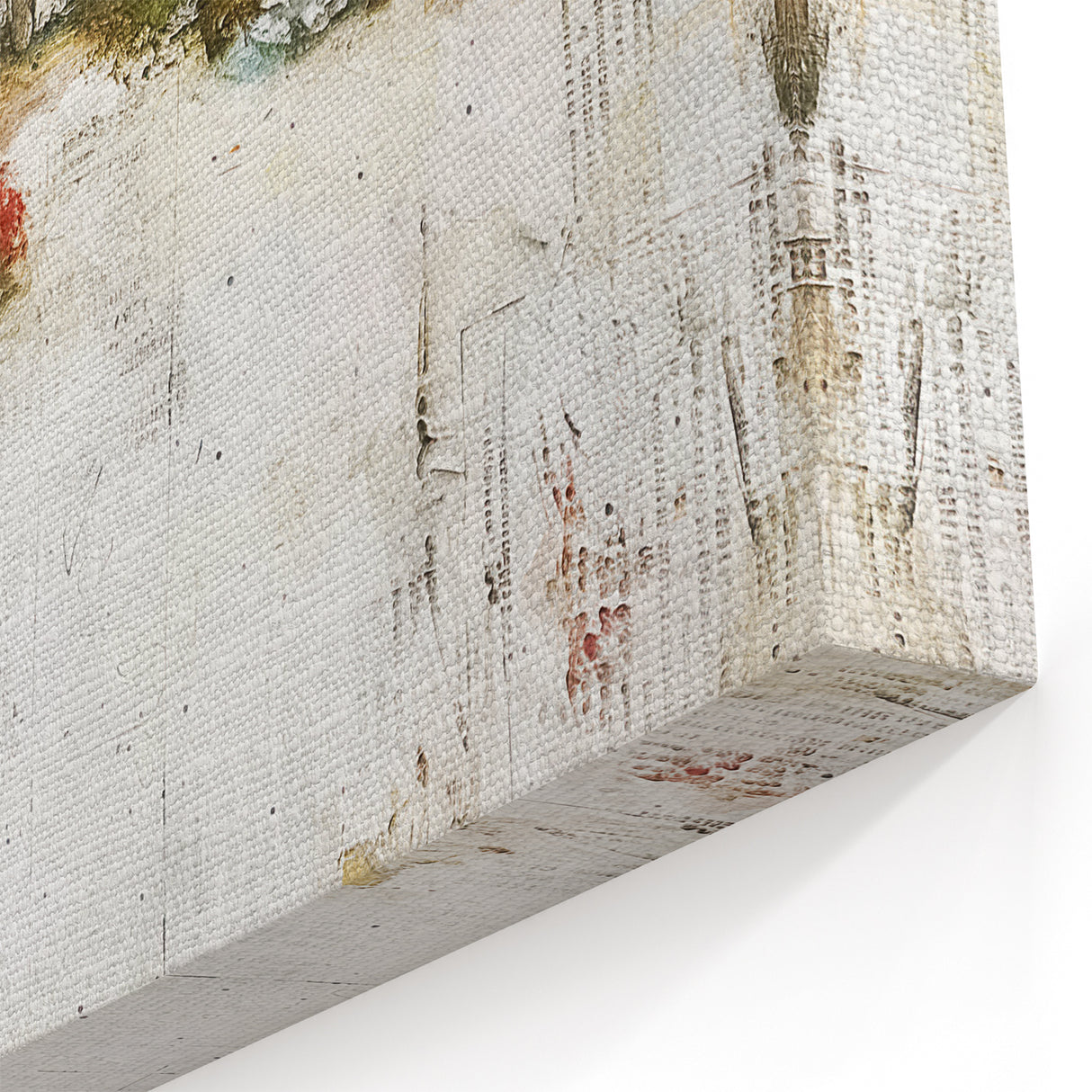 Rustic Countryside Village Art – Charming Abstract Landscape Canvas Print