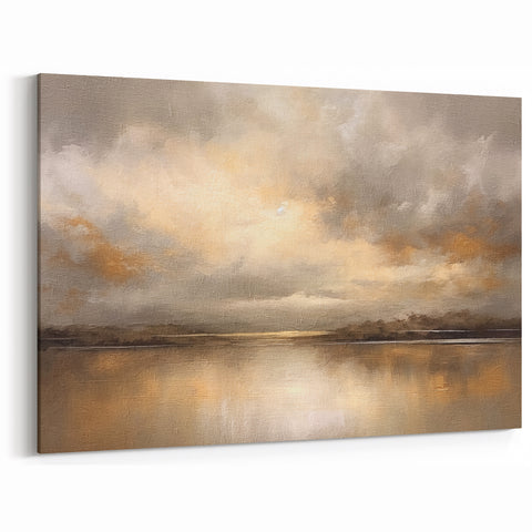 Golden Horizon Abstract Landscape - Contemporary Sunset Wall Art