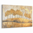 Golden Tree Line Abstract Landscape - Elegant Nature Wall Art Canvas