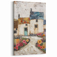 Charming Cottage Abstract Art – Rustic Flowered Landscape Canvas Print