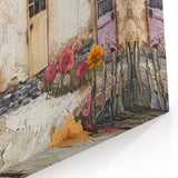 Charming Cottage Abstract Art – Rustic Flowered Landscape Canvas Print