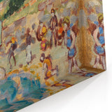 Modern Beach and Village Scene - Contemporary Art Print for Trendy Home Decor