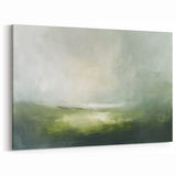 Soft Green Landscape Abstract - Misty Horizon Canvas Wall Art