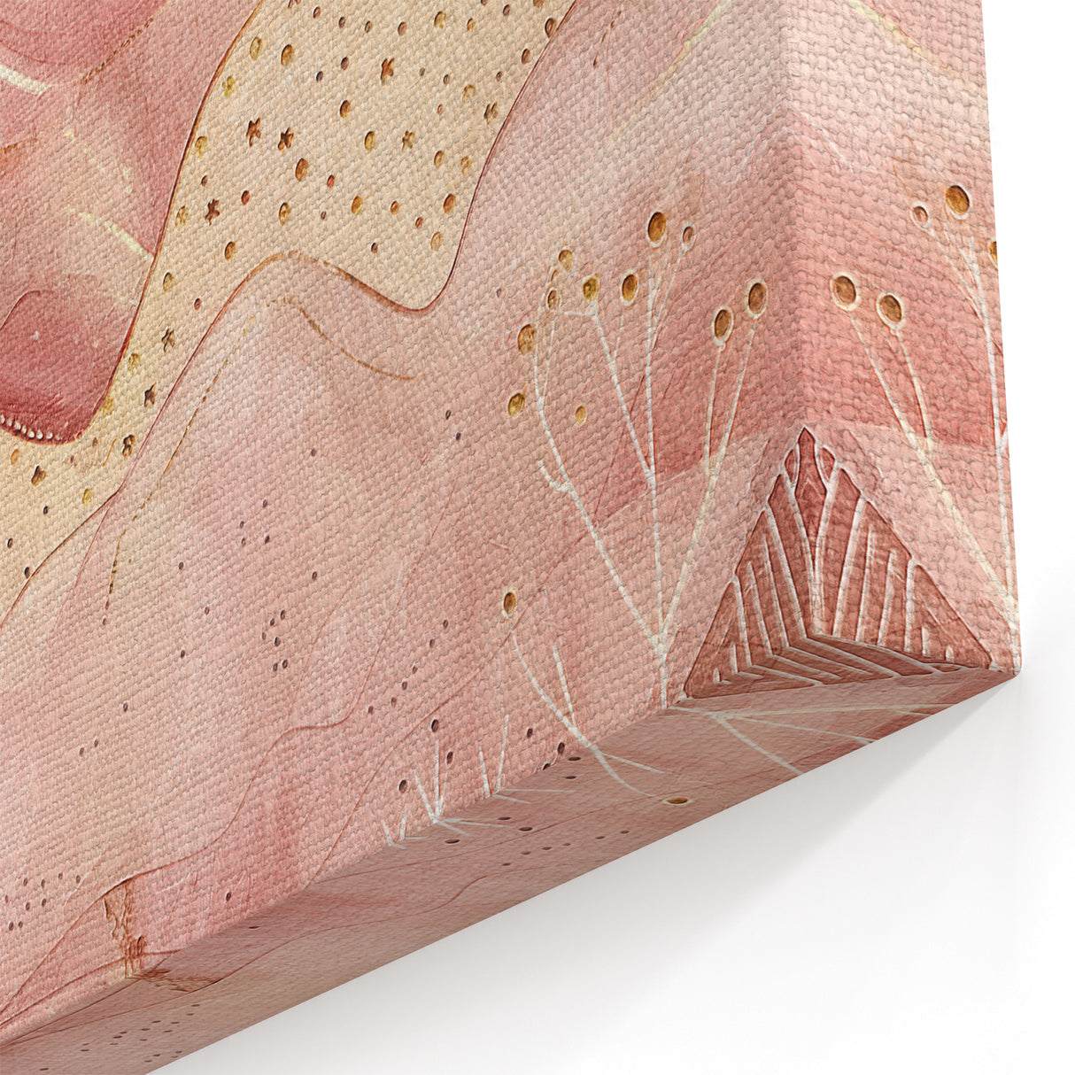 Golden Sun and Pink Landscape - Dreamy Abstract Canvas Wall Art