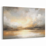 Golden Horizon Abstract - Serene Sunset Landscape Canvas Wall Art