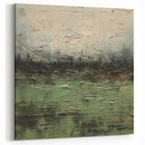 Textured Forest Green Landscape - Moody Abstract Canvas Wall Art