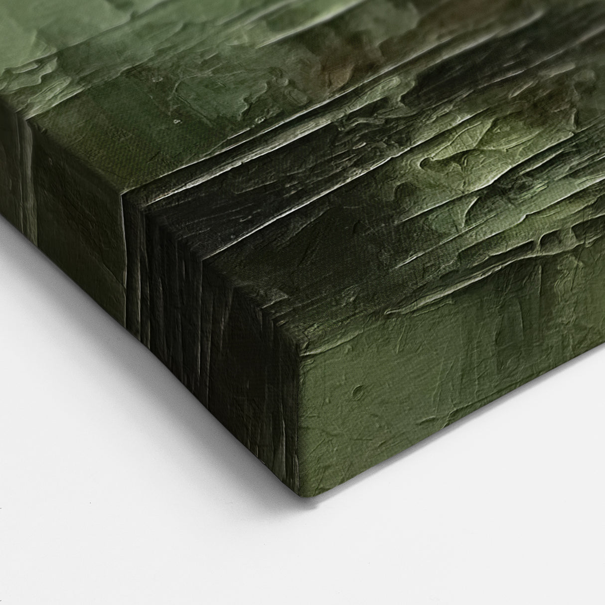 Textured Forest Green Landscape - Moody Abstract Canvas Wall Art