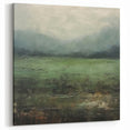 Moody Green Landscape - Textured Misty Field Abstract Canvas Art