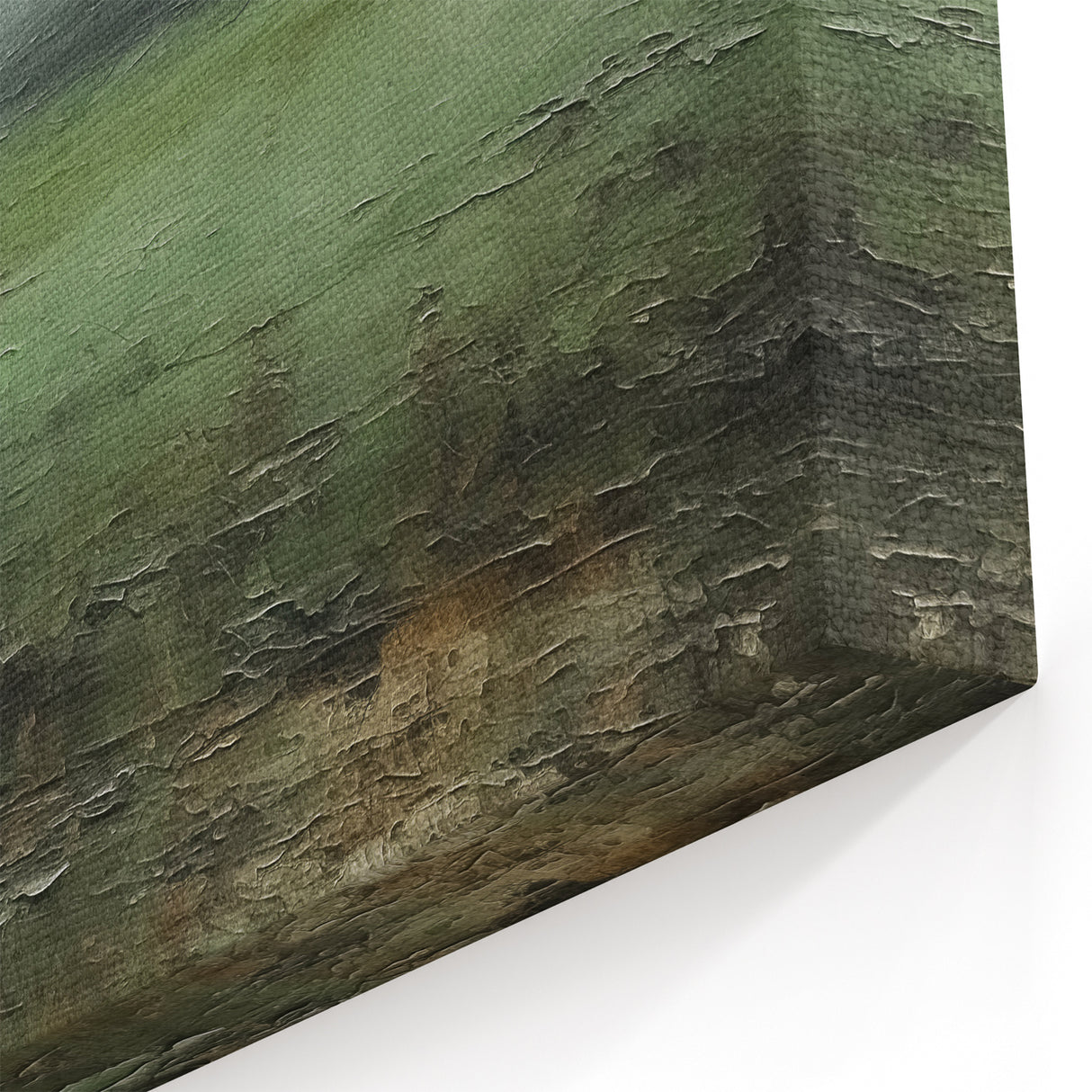 Moody Green Landscape - Textured Misty Field Abstract Canvas Art