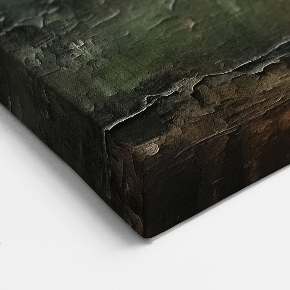 Moody Green Landscape - Textured Misty Field Abstract Canvas Art