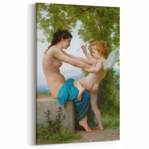 A Young Girl Defending Herself against Eros - Bouguereau Classical Art Print