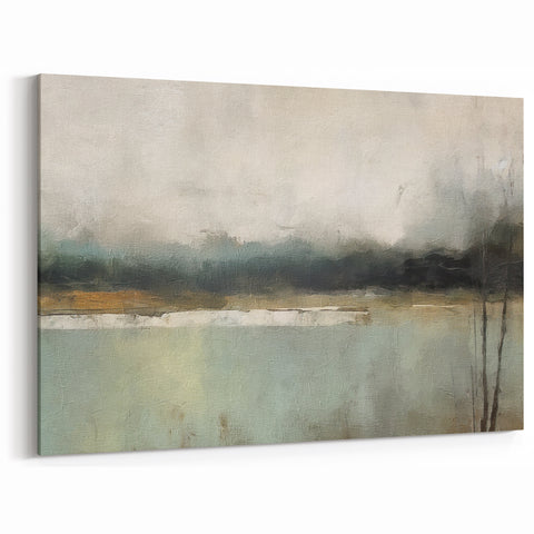 Modern Landscape Abstract - Serene Misty Lake Wall Art