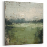 Abstract Landscape Art - Misty Green Field Canvas Wall Decor