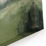 Abstract Landscape Art - Misty Green Field Canvas Wall Decor