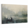 Modern Abstract Landscape - Misty Green Forest in Soft Gray Tones