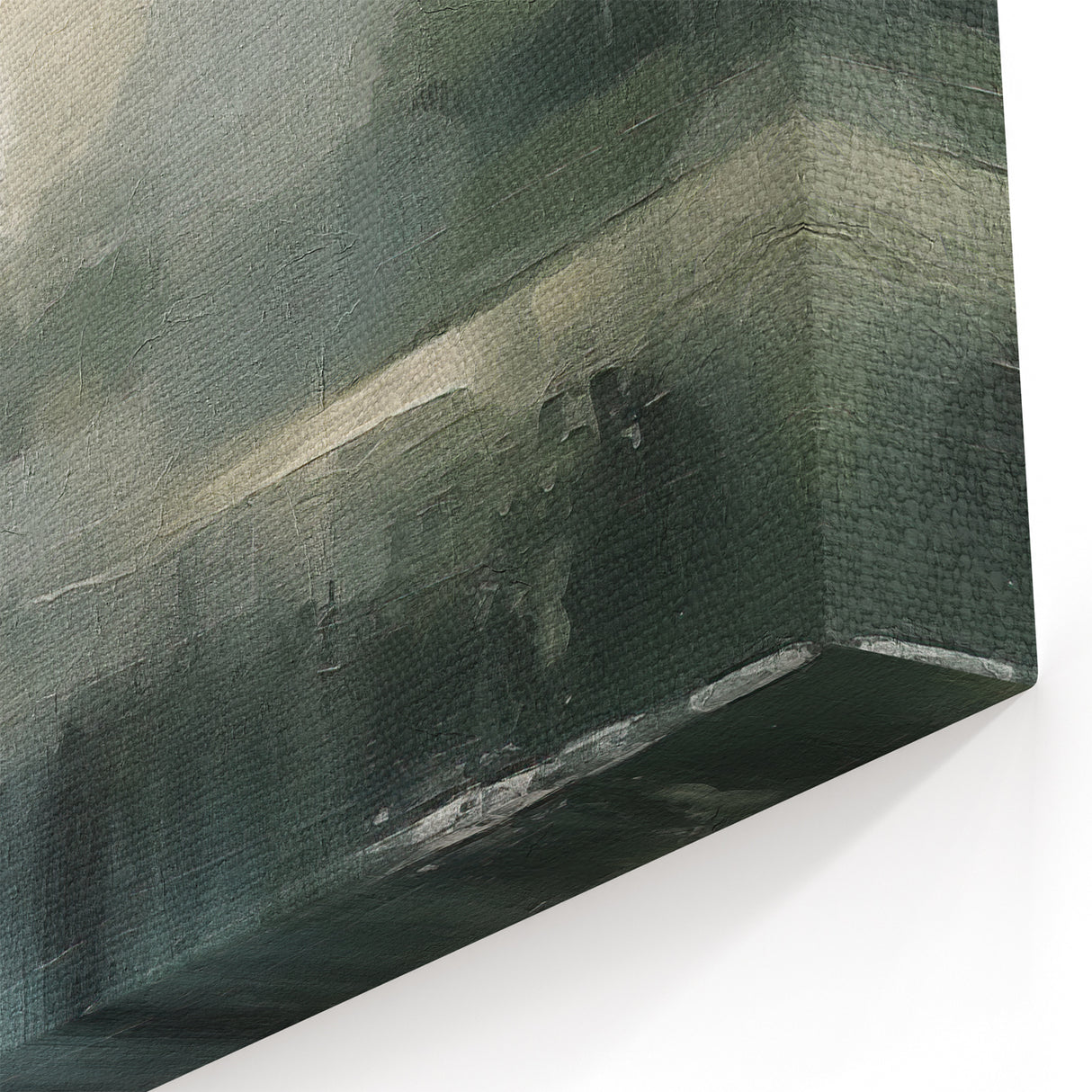 Modern Abstract Landscape - Misty Green Forest in Soft Gray Tones
