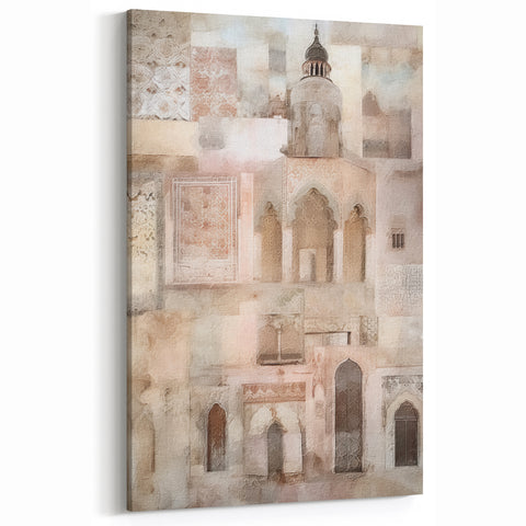 Vintage Architecture Art - Abstract Archways and Patterns Canvas Print