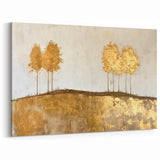 Abstract Golden Trees Landscape Art - Minimalist Nature Canvas Decor