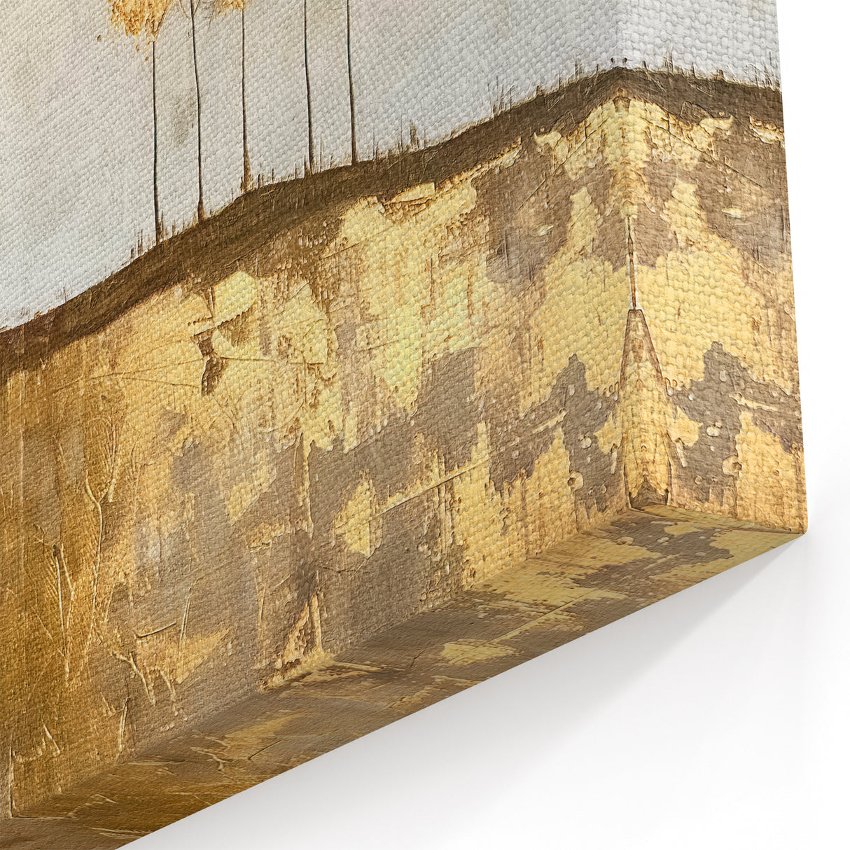 Abstract Golden Trees Landscape Art - Minimalist Nature Canvas Decor