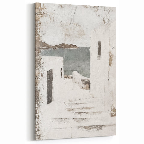 Seaside Architecture Art - Minimalist Coastal Village Canvas Print