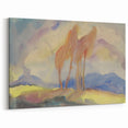 Soft Autumn Meadow - Tranquil Modern Art Print of Birch Trees in Pastels